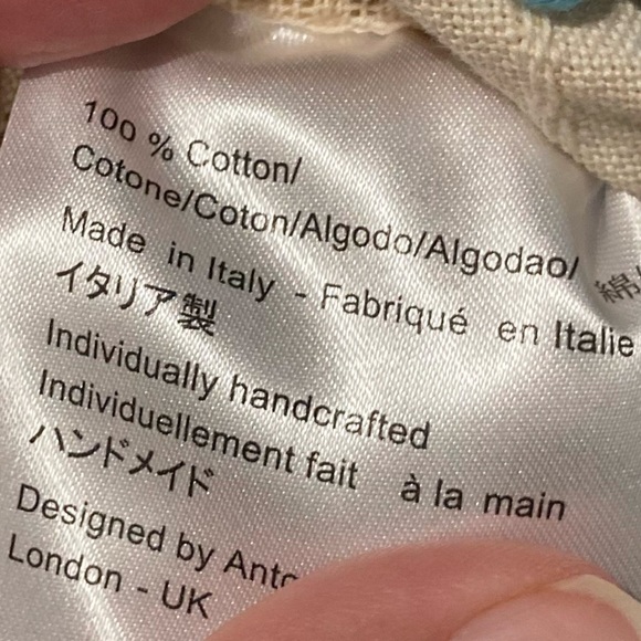 Antonello Tedde blue and white boho textured purse with braided strap. - Picture 7 of 7